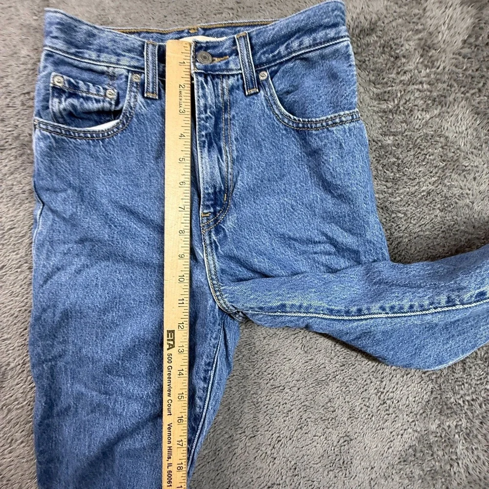 Levis Premium Big E Jeans High Loose Taper Womens 24 Med Wash Blue Denim - Picture 12 of 12